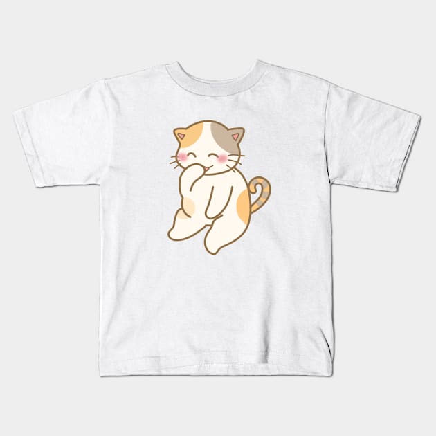 Cute cat smile Kids T-Shirt by NumbleRay